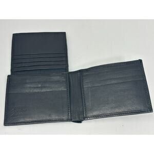 Black Leather Wallet Bi-Fold w/ Fold Out 3.5" x 4.25"
